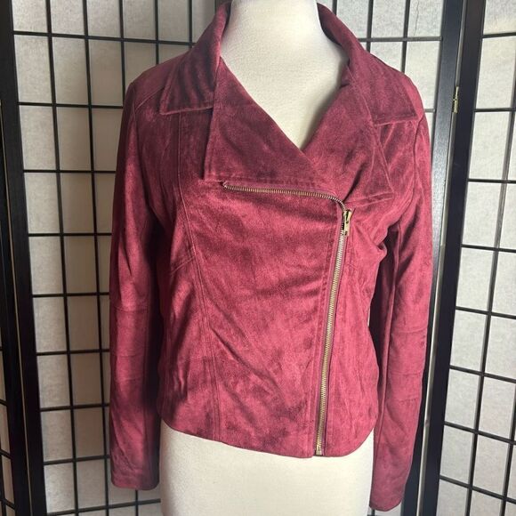 Rue 21 Maroon Zip Up Suede Like Jacket - Picture 1 of 6